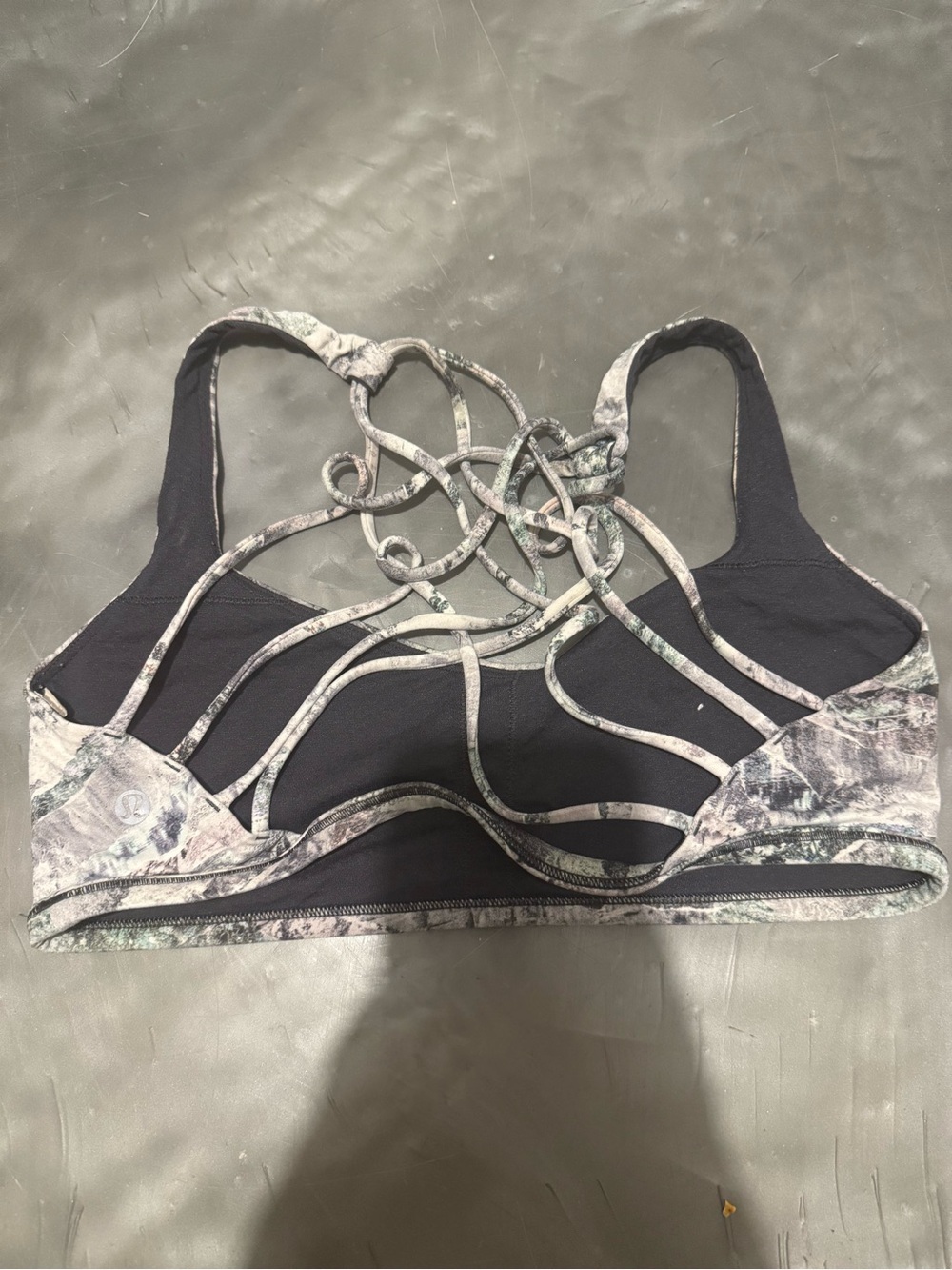 Lululemon - Printed Strappy Sports Bra in Gray and Green - Picture 3 of 3